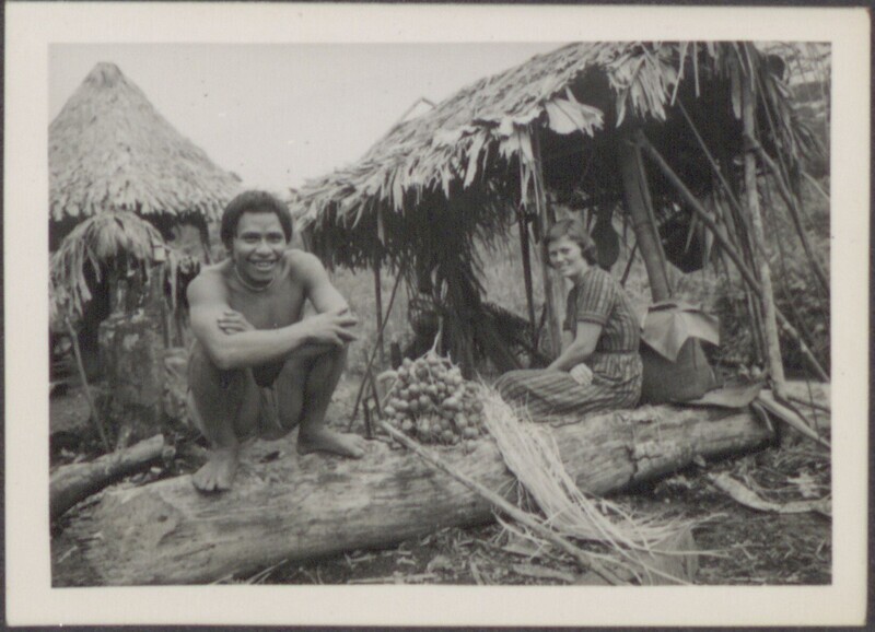 Photograph of Marilou McCully during visit to the Waorani settlement of Tewæno, a few months after Dayuma and her kin invited Rachel Saint and Elisabeth Elliot to live in the new community, February 1959.