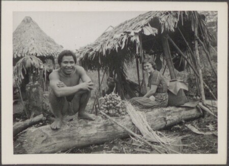 Photograph of Marilou McCully during visit to the Waorani settlement of Tewæno, a few months after Dayuma and her kin invited Rachel Saint and Elisabeth Elliot to live in the new community, February 1959.